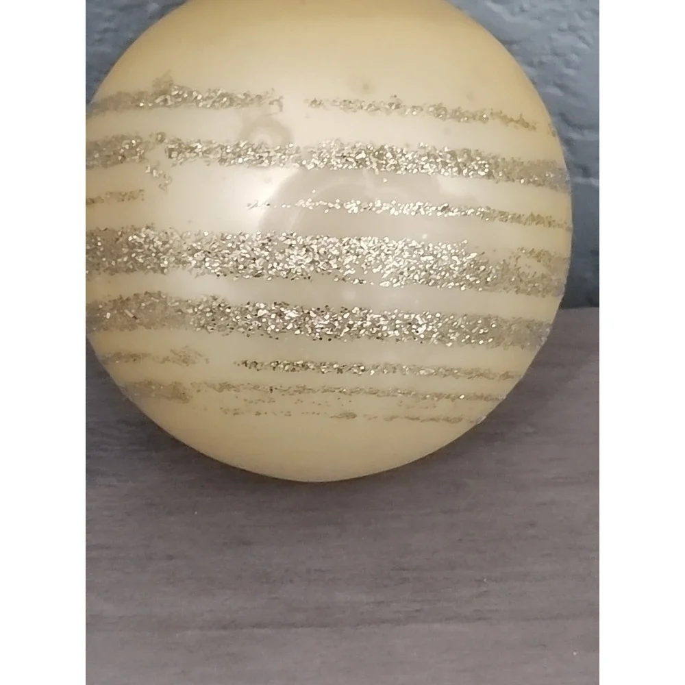 Vintage‎ Champagne Gold Glitter Decorated Mercury Glass Christmas Ornament Ball